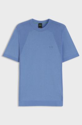 Thermo-regulating short-sleeved sweater with tonal logo, Light Blue