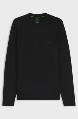 Cotton-blend sweater with bodymapping structure, Black