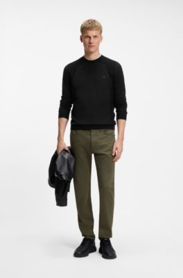Cotton-blend sweater with bodymapping structure, Black
