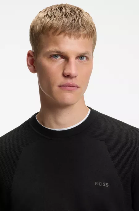 Cotton-blend sweater with bodymapping structure