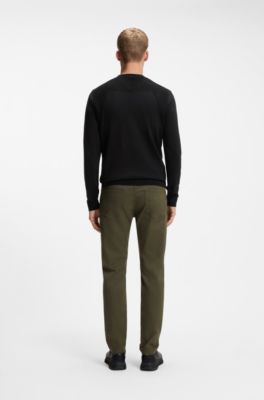 Cotton-blend sweater with bodymapping structure, Black