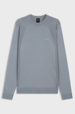 Cotton-blend sweater with bodymapping structure, Grey