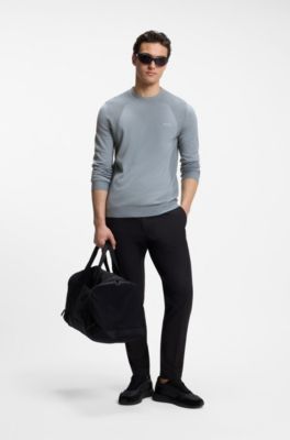 Cotton-blend sweater with bodymapping structure, Grey