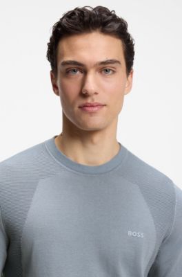 Cotton-blend sweater with bodymapping structure, Grey