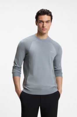 Cotton-blend sweater with bodymapping structure, Grey