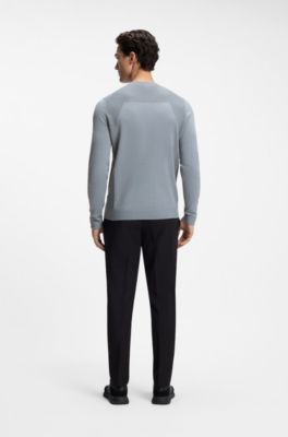 Cotton-blend sweater with bodymapping structure, Grey