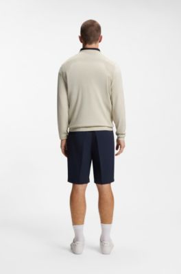 Cotton-blend sweater with bodymapping structure, Light Beige