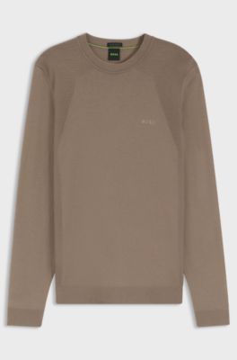 Cotton-blend sweater with bodymapping structure, Brown