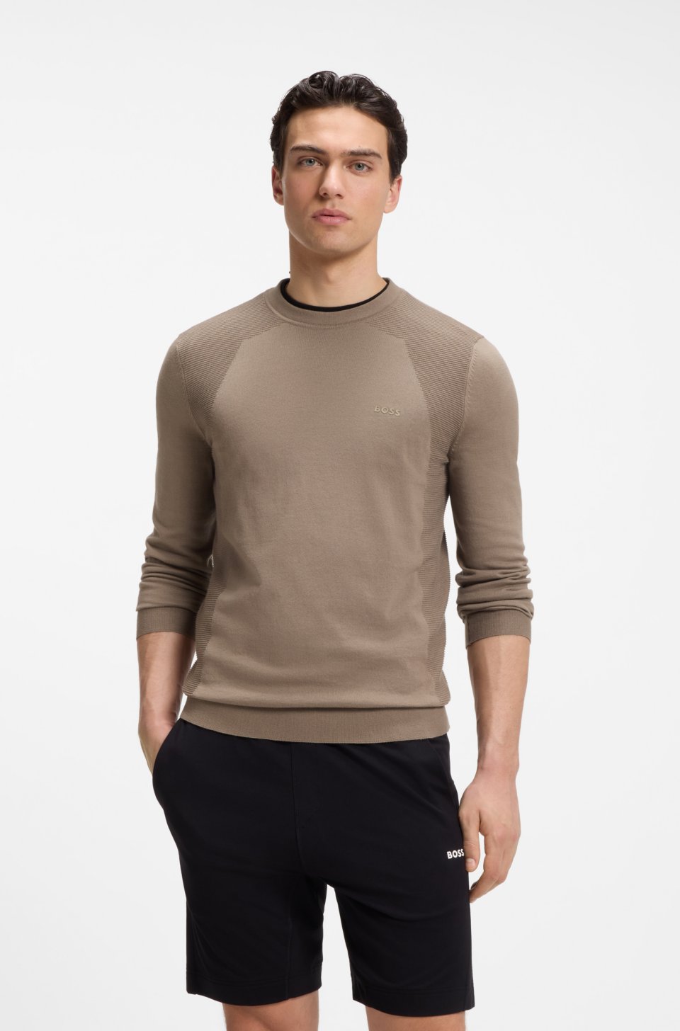 Cotton-blend sweater with bodymapping structure