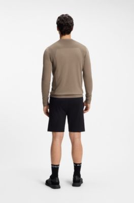 Cotton-blend sweater with bodymapping structure, Brown