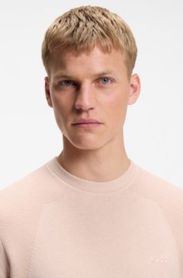 Cotton-blend sweater with bodymapping structure, Light Pink