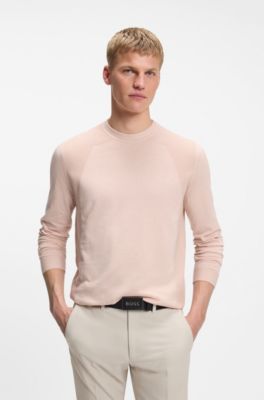 Cotton-blend sweater with bodymapping structure, Light Pink