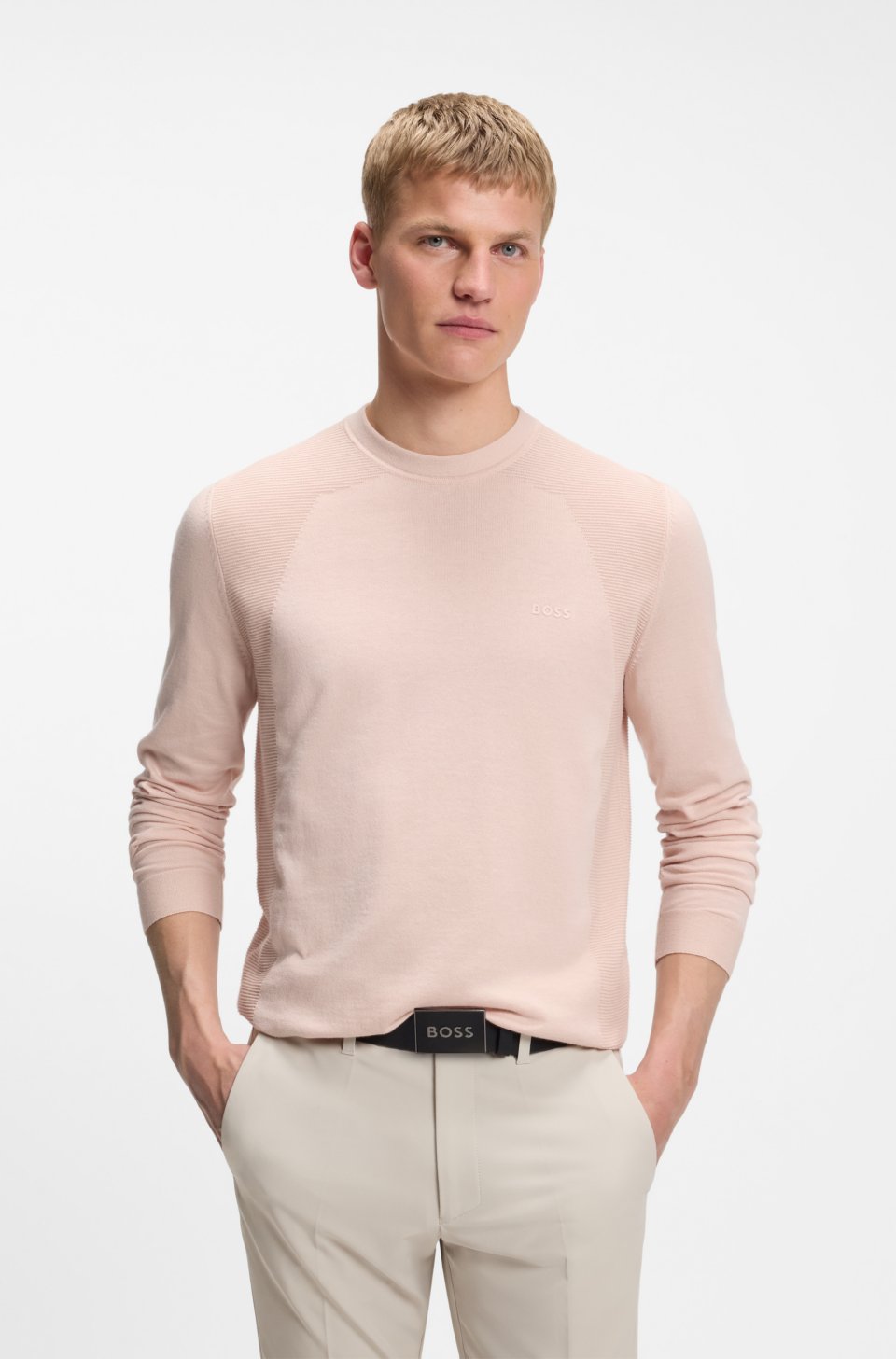 Cotton-blend sweater with bodymapping structure