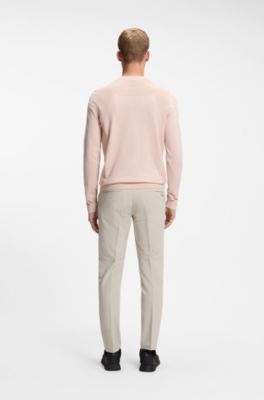 Cotton-blend sweater with bodymapping structure, Light Pink