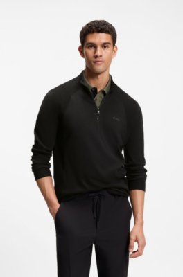 Zip-neck sweater in a cotton blend