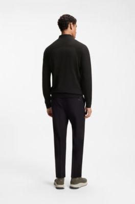 Zip-neck sweater in a cotton blend, Black