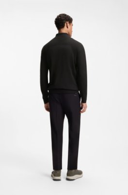 Boss Zip-neck sweater in a cotton blend stickade tröjor herr – bild 3