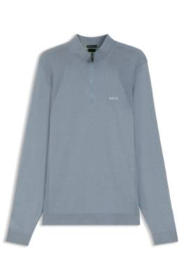 Boss Zip-neck sweater in a cotton blend stickade tröjor herr – bild 4