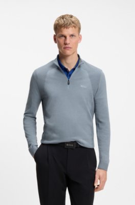 Zip-neck sweater in a cotton blend