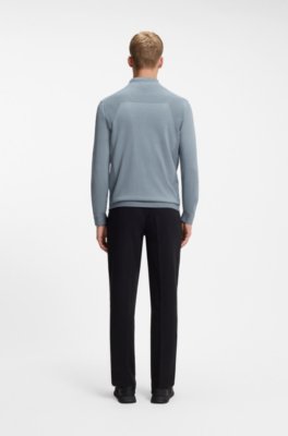 Boss Zip-neck sweater in a cotton blend stickade tröjor herr – bild 3
