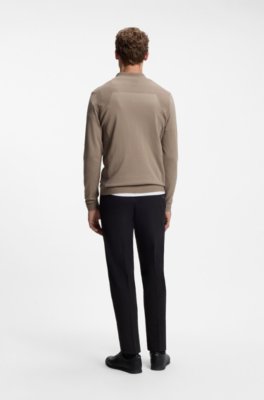 Boss Zip-neck sweater in a cotton blend stickade tröjor herr – bild 3