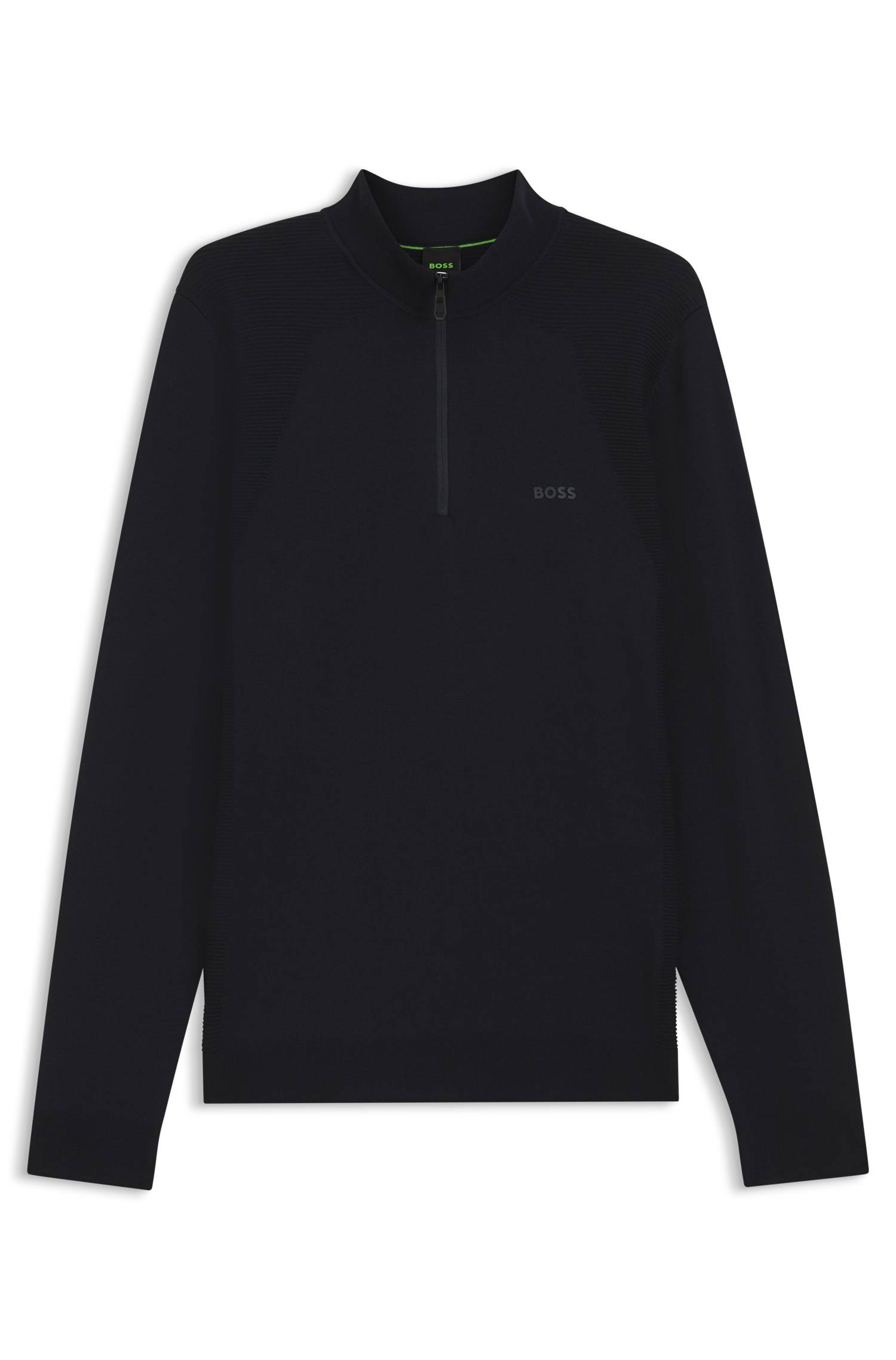 Boss Zip-neck sweater in a cotton blend stickade tröjor herr – bild 4