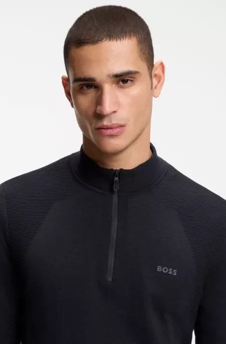 Zip-neck sweater in a cotton blend