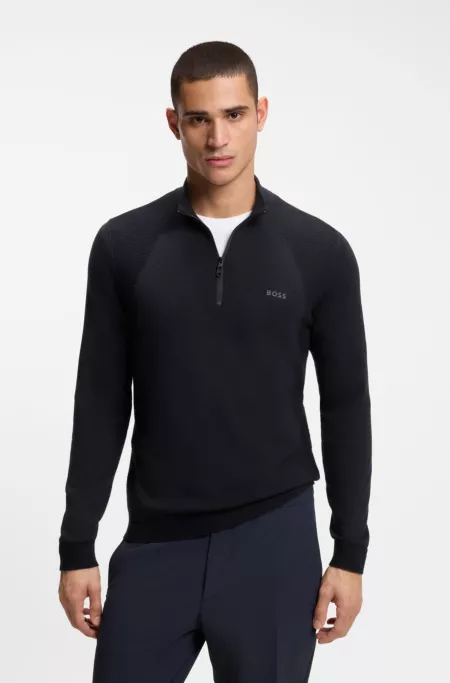 Zip-neck sweater in a cotton blend