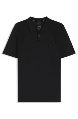 Cotton-blend knit polo with bodymapping structure