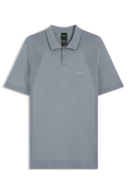Boss Cotton-blend knit polo with bodymapping structure pikéer herr – bild 4