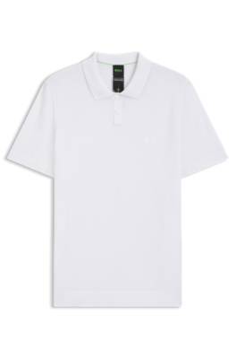 Cotton-blend knit polo with bodymapping structure 1