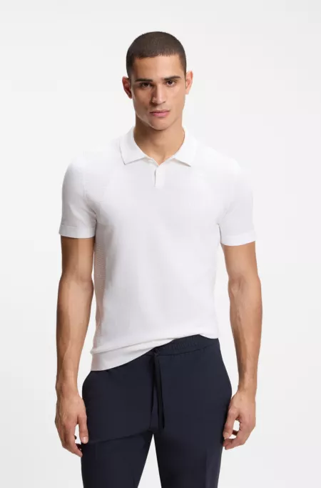 Polo en maille de coton mélangé avec Structure bodymapping