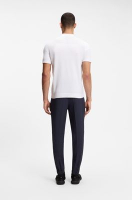 Cotton-blend knit polo with bodymapping structure, White