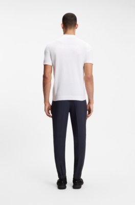Boss Cotton-blend knit polo with bodymapping structure pikéer herr – bild 3