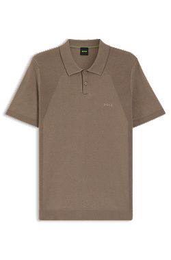 Cotton-blend knit polo with bodymapping structure