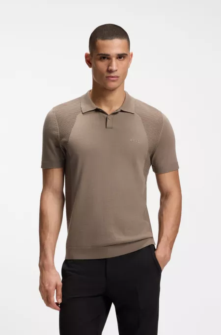 Cotton-blend polo shirt with bodymapping structure