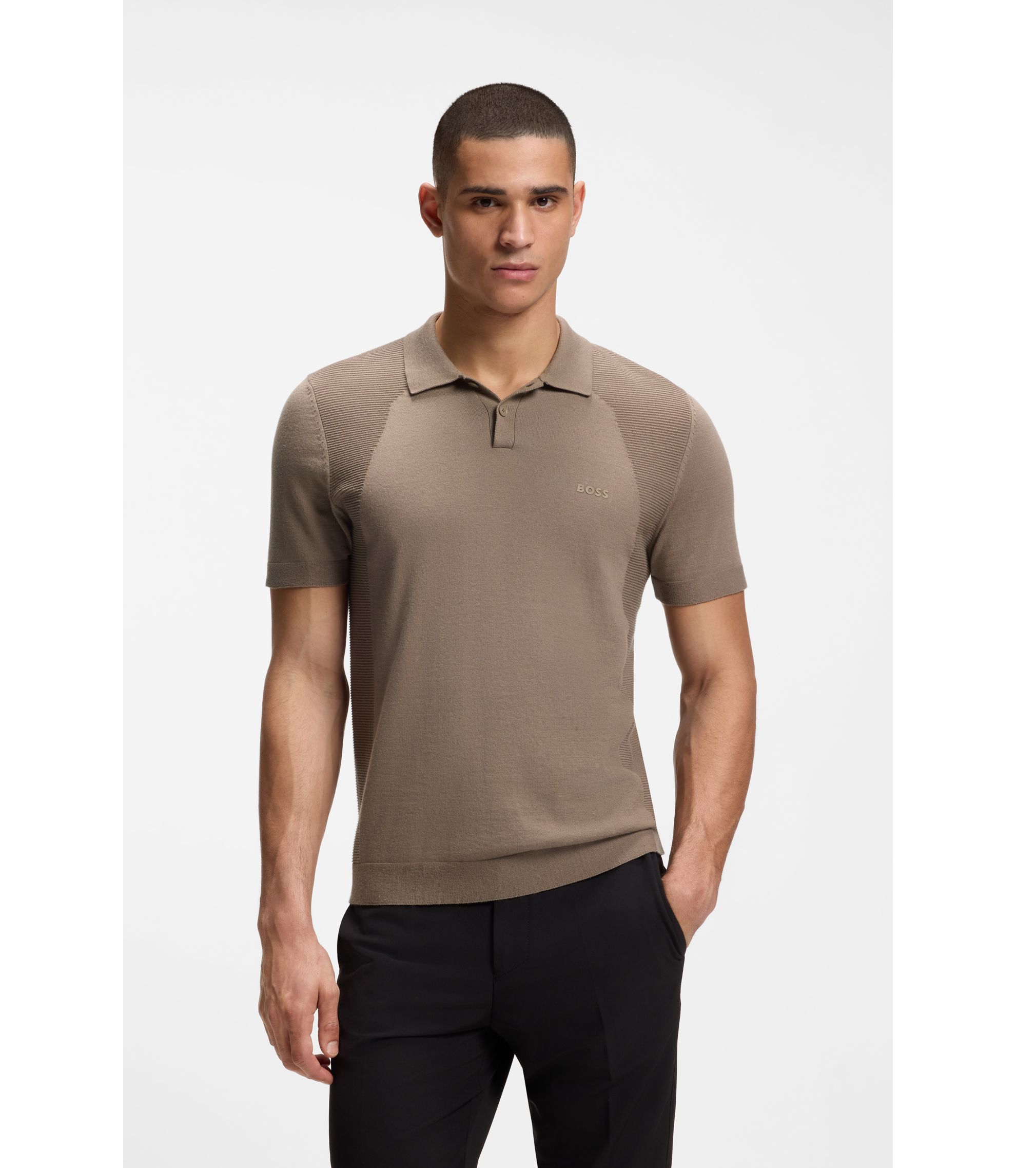 Poloshirt aus Baumwoll-Mix mit Bodymapping-Struktur