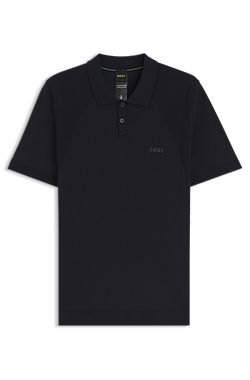 Cotton-blend knit polo with bodymapping structure