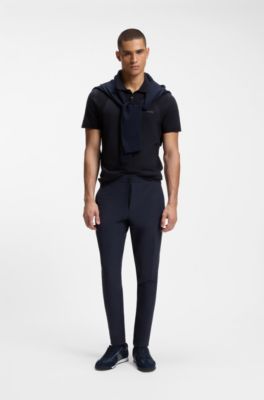 Polo in misto cotone con struttura bodymapping, Blu scuro