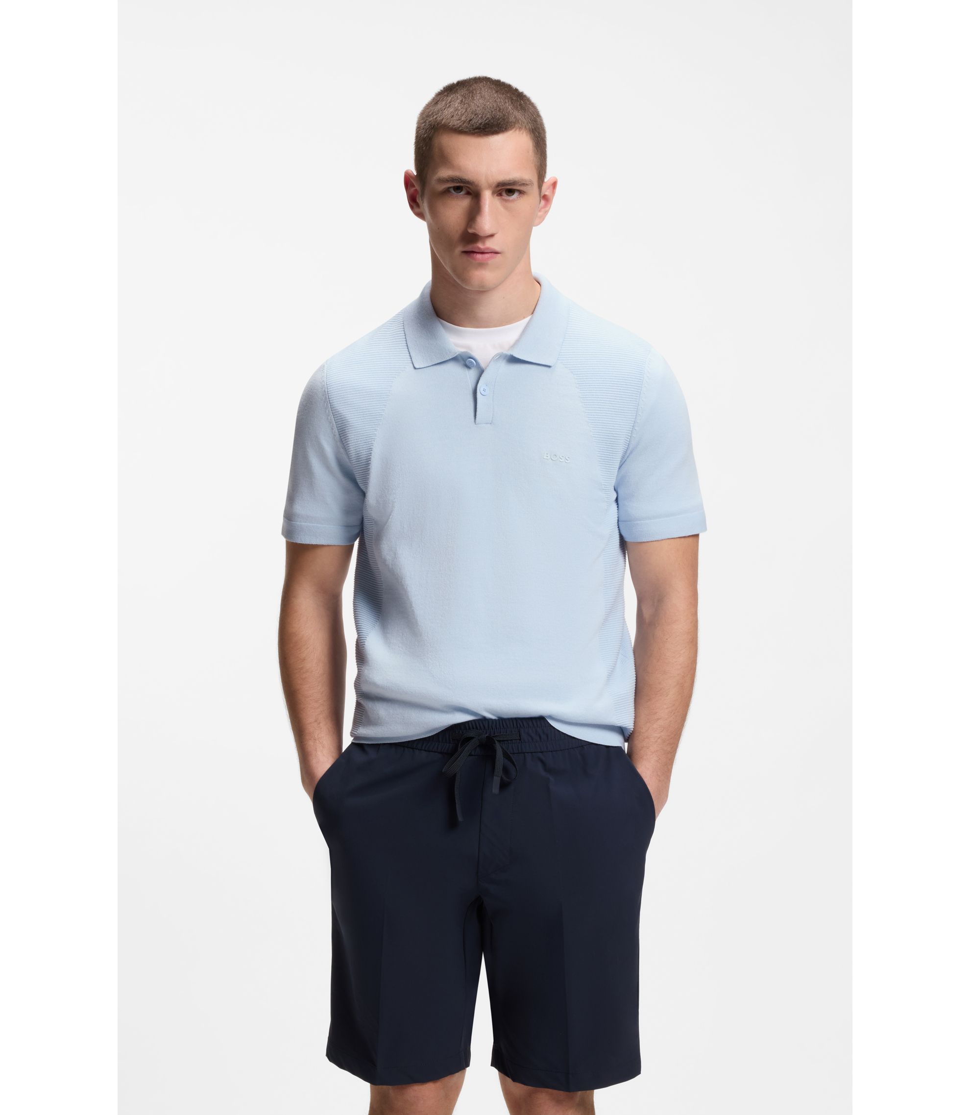 Poloshirt aus Baumwoll-Mix mit Bodymapping-Struktur