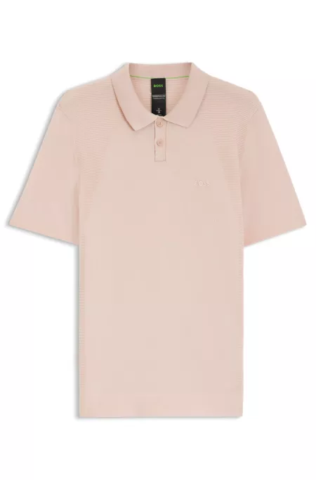 Cotton-blend knit polo with bodymapping structure