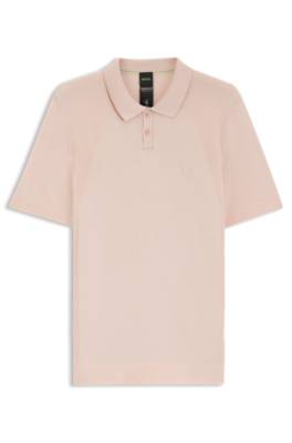Cotton-blend knit polo with bodymapping structure 1