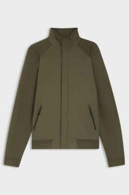 Porsche x BOSS hybride jas met zijde, Olijf