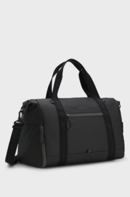 Faux-leather holdall with reflective details, Black