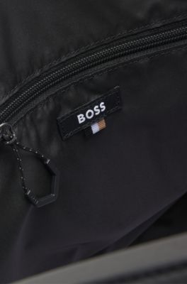 Faux-leather holdall with reflective details, Black