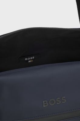 Faux-leather holdall with reflective details, Dark Blue