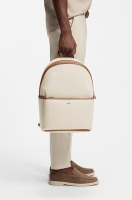 Canvas backpack with logo lettering, Light Grey