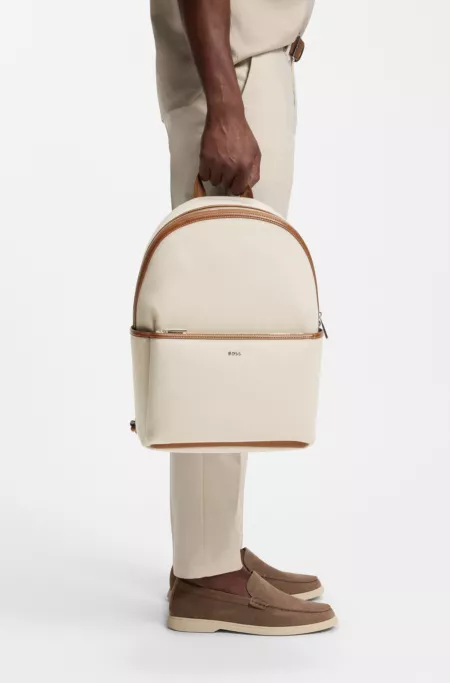 Canvas backpack with logo lettering