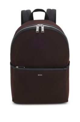 Canvas backpack with logo lettering, Dark Brown