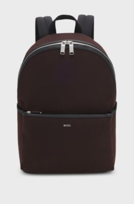 Canvas backpack with logo lettering, Dark Brown